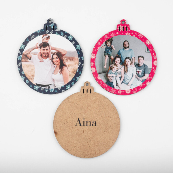 Bolas de madera personalizadas para navidad